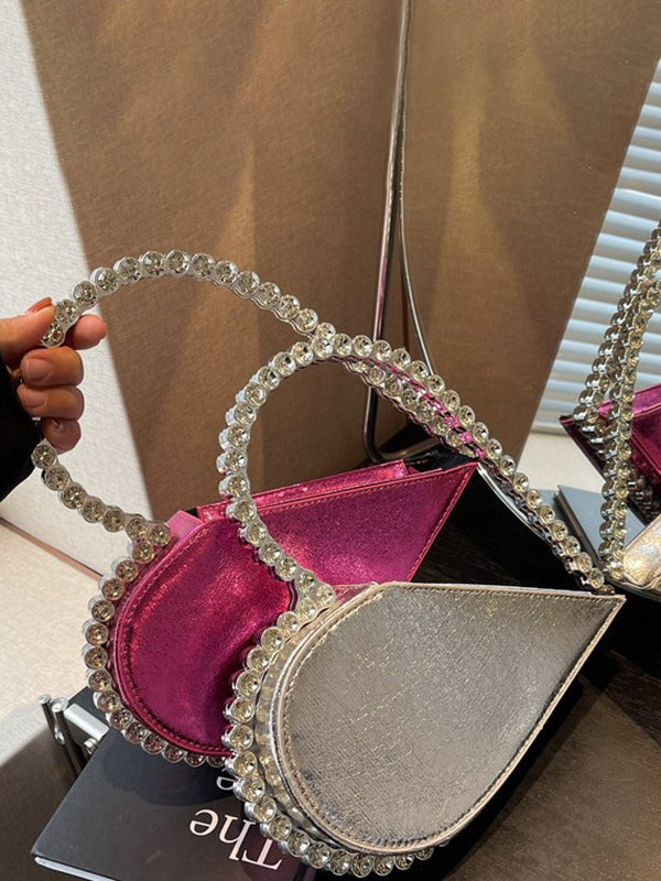 Heart Shape Shiny Split-Joint Bags Bags Accessories Handbags