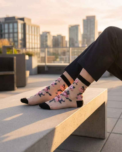 Roses Sheer Socks, 2-Pack
