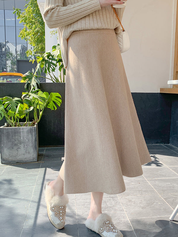 Stylish A-Line Solid Color Skirts Bottoms