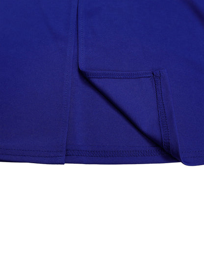 Solid Color Pleated Belted Short Sleeves Plus Size V-neck Midi Dresses