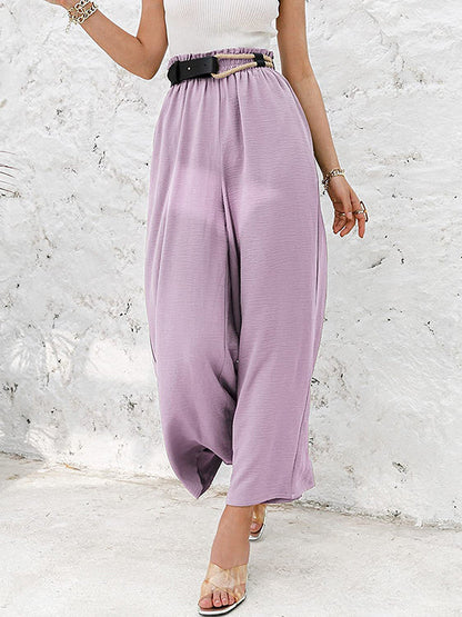 Simple Wide Leg Loose Elasticity Casual Pants Bottoms
