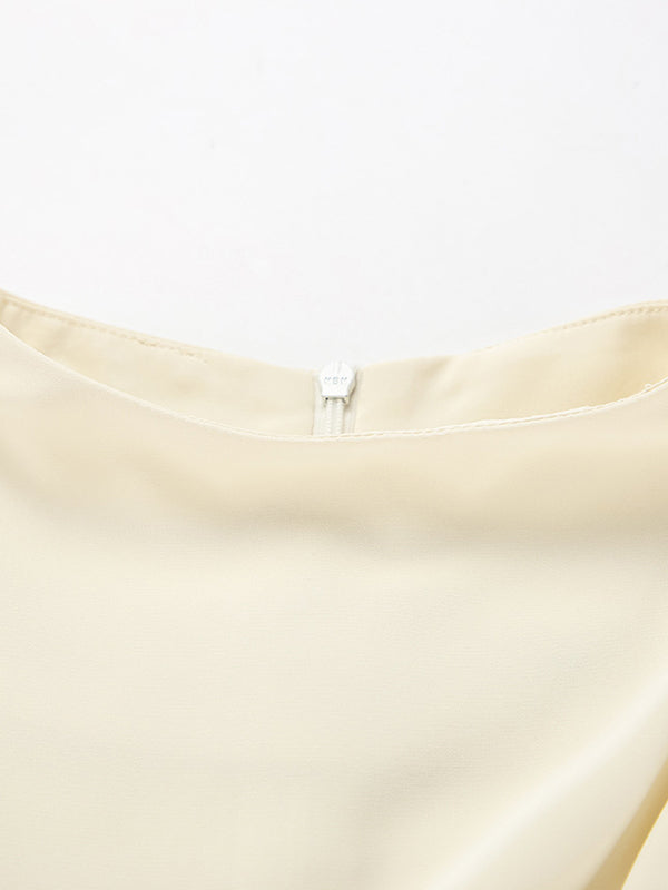 Flared Sleeves Long Sleeves Solid Color Twist Half Turtleneck Blouses&Shirts Tops