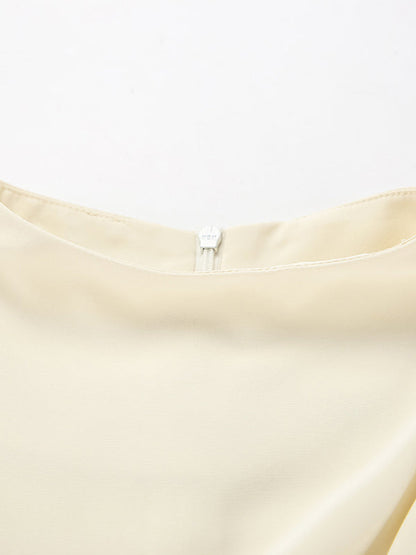 Flared Sleeves Long Sleeves Solid Color Twist Half Turtleneck Blouses&Shirts Tops