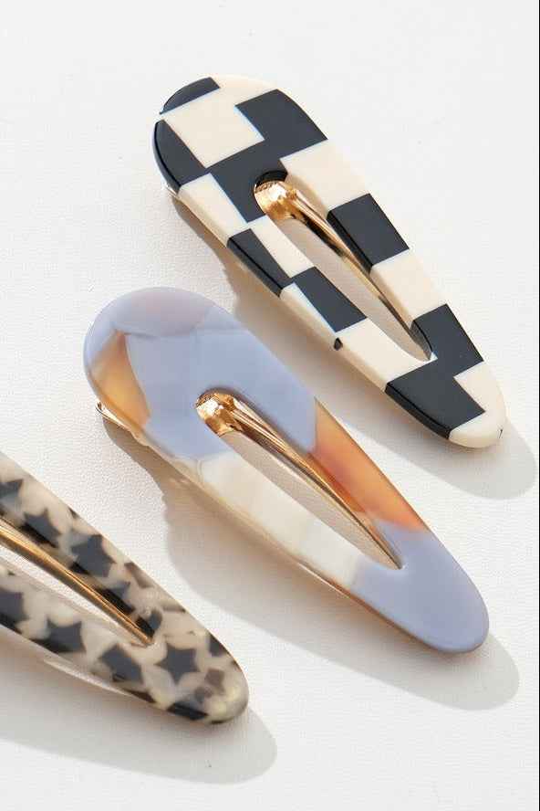 Gemma Printed Barrette Hair Clip, Set of 2