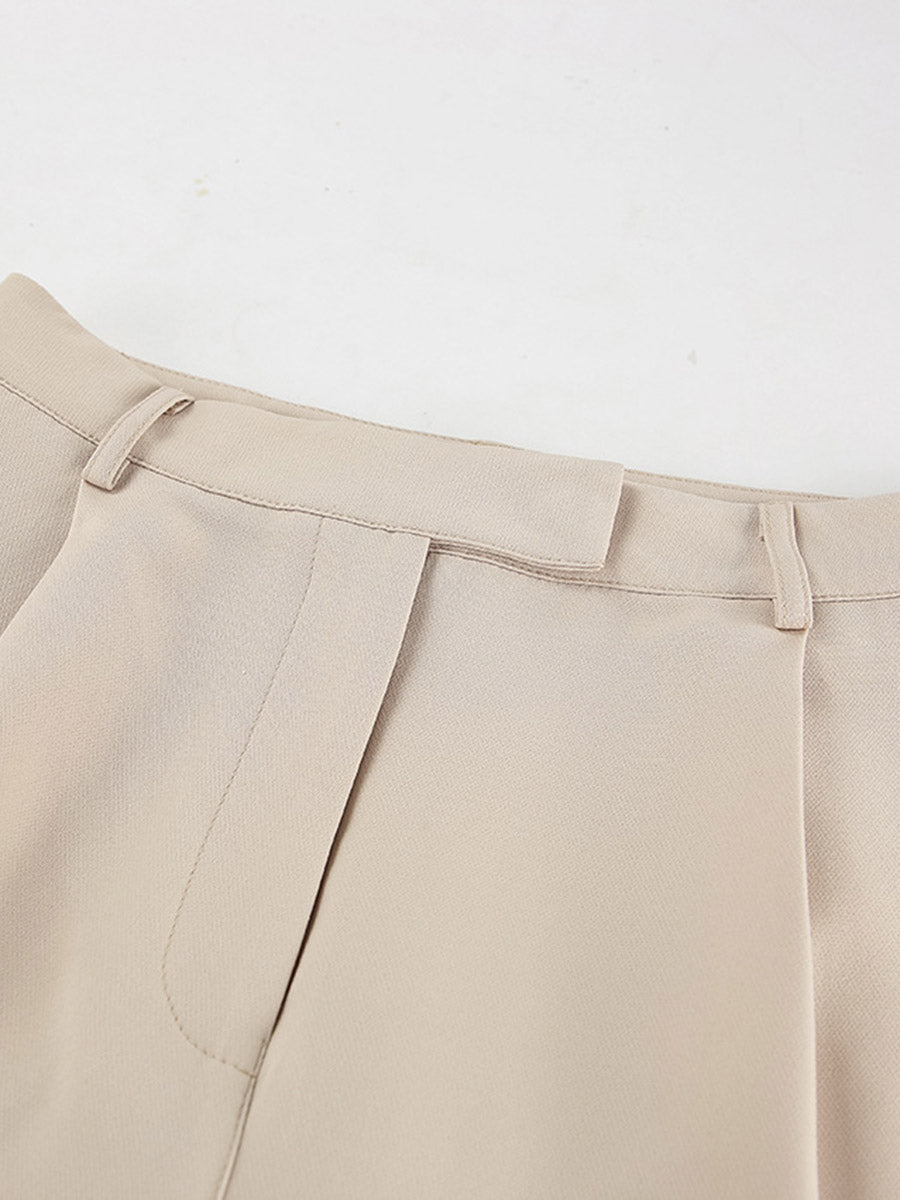 Cropped Sleeveless Buttoned Pockets Solid Color V-Neck Pants Two Pieces Set Vest Top
