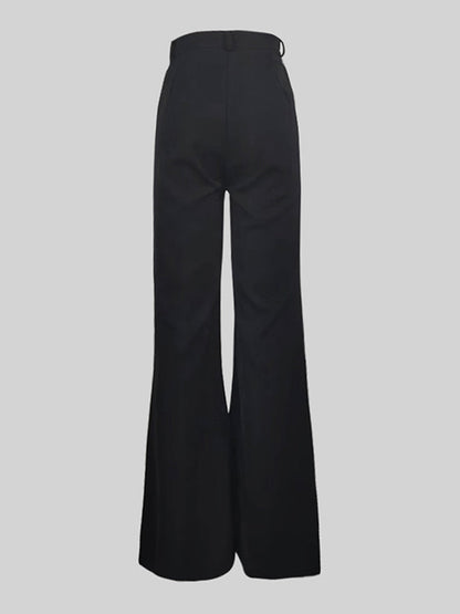 Loose Wide Leg High-Waisted Solid Color Pants Trousers