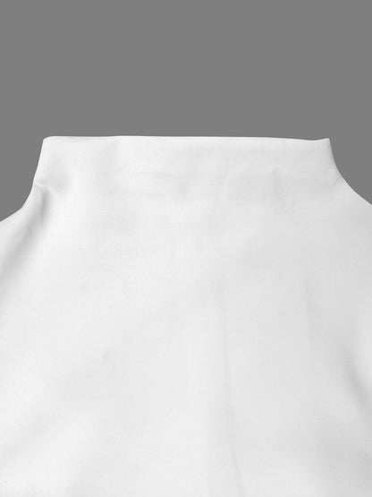 Mini-robes à manches évasées et manches longues, couleur unie, col montant 