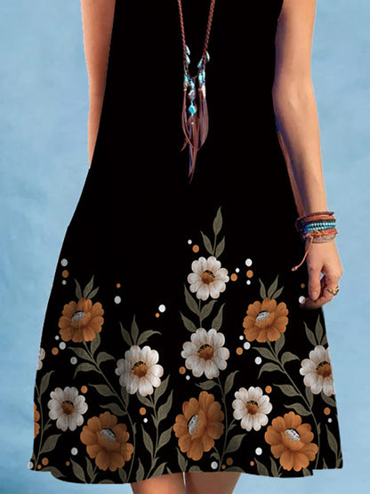 Lockere Minikleider mit Blumenmuster und V-Ausschnitt in Übergröße 