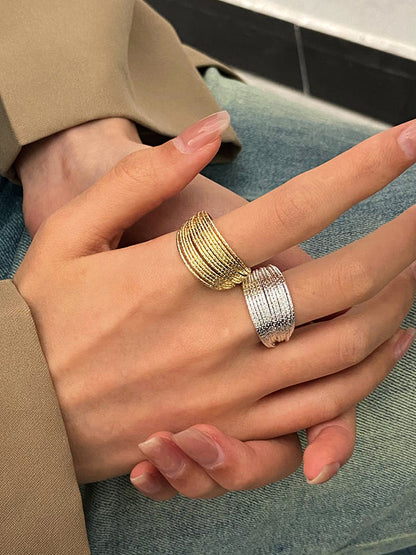 Bagues creuses réglables à paillettes de couleur unie, accessoires 