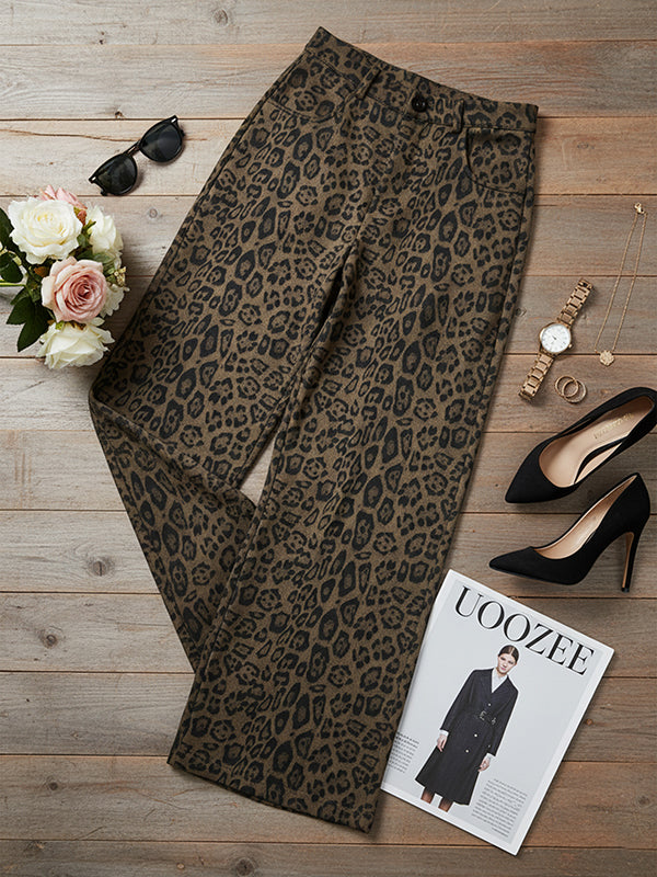 Urban Leopard Patchwork Wide Leg Pants