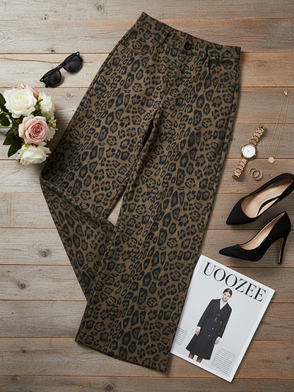 Urban Leopard Patchwork Wide Leg Pants