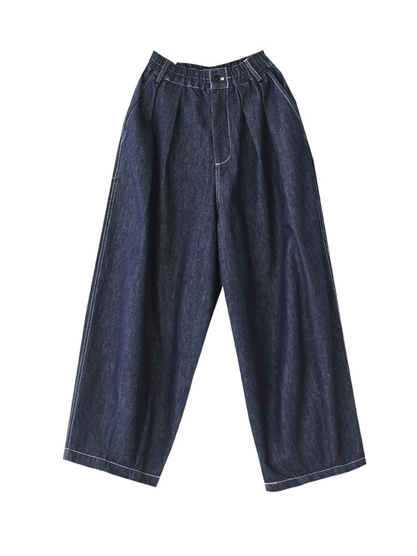 Vintage Loose Elastics Jean Pants Bottoms