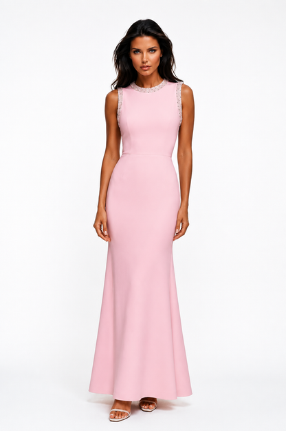 ANGE Knit Embellished Sleeveless Formal Dress