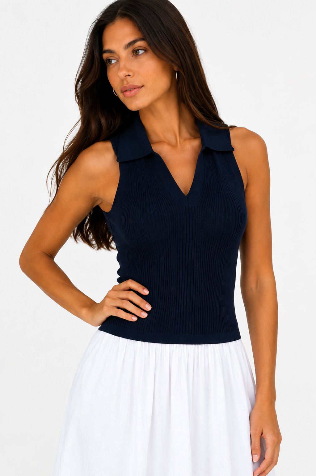 ALTIN Country Club Crush Maxi Dress – Knit Polo Top & Tiered White Maxi Dress