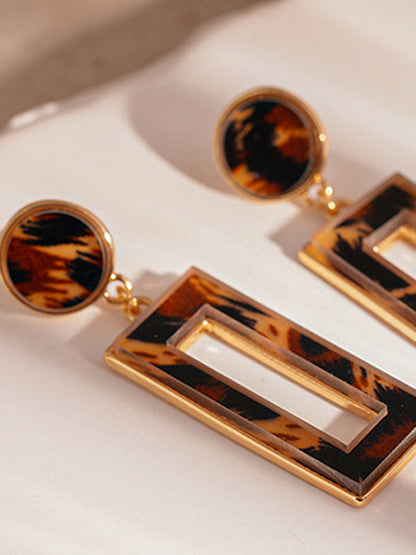 Geometric Hollow Leopard Split-Joint Earrings Accessories