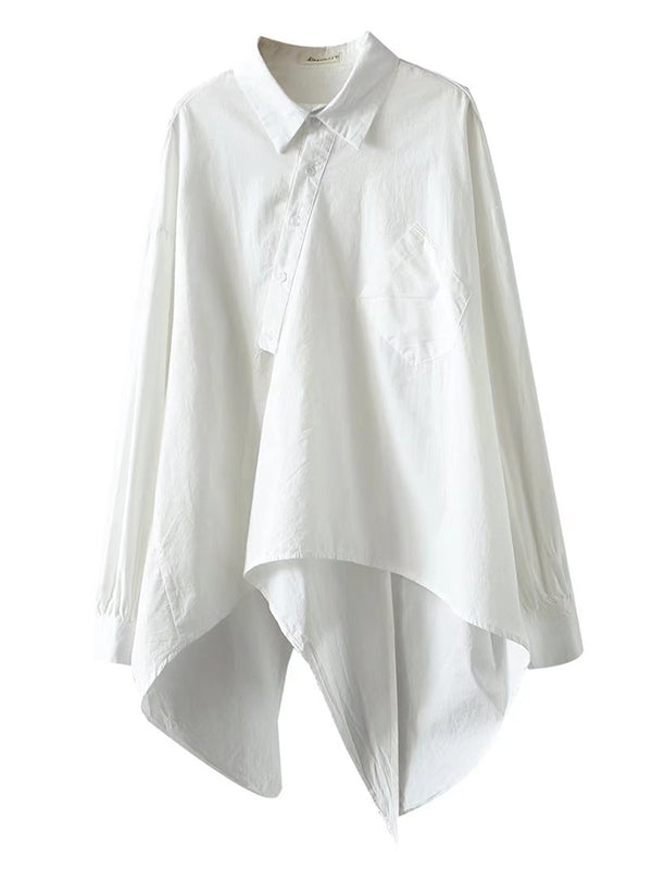 Chemisier ample noir et blanc à manches longues et coupe irrégulière 