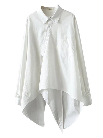 Chemisier ample noir et blanc à manches longues et coupe irrégulière 