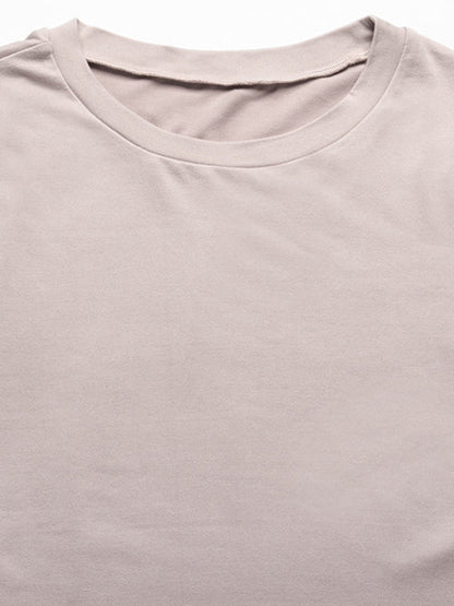 Simple Solid Color T-Shirt & Pants Two Pieces Set