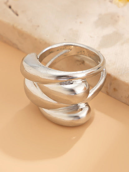Geometric Shiny Solid Color Rings Accessories SILVER One_size
