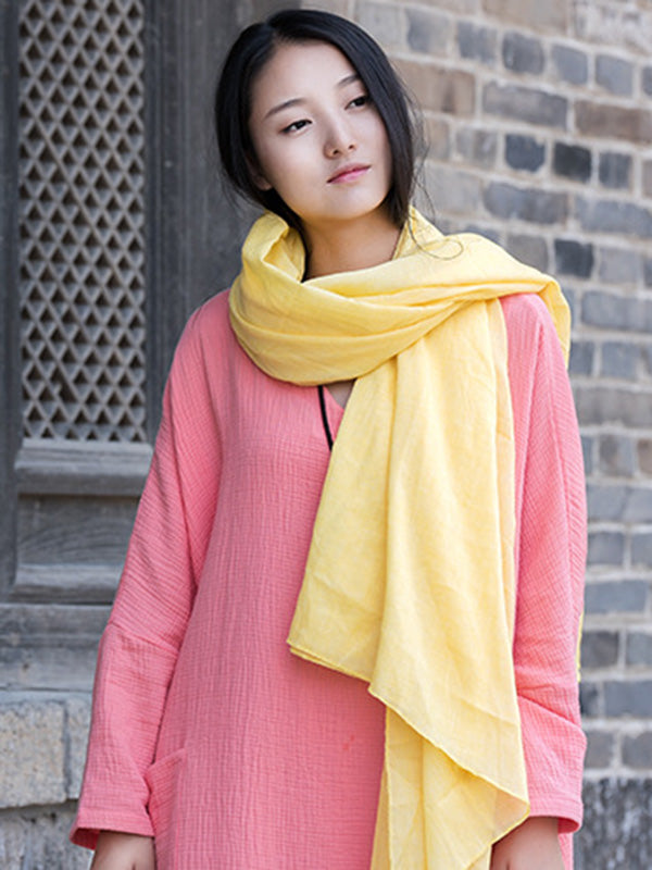8 Colors Vintage Solid Color Ramie Cotton Shawl Scarf