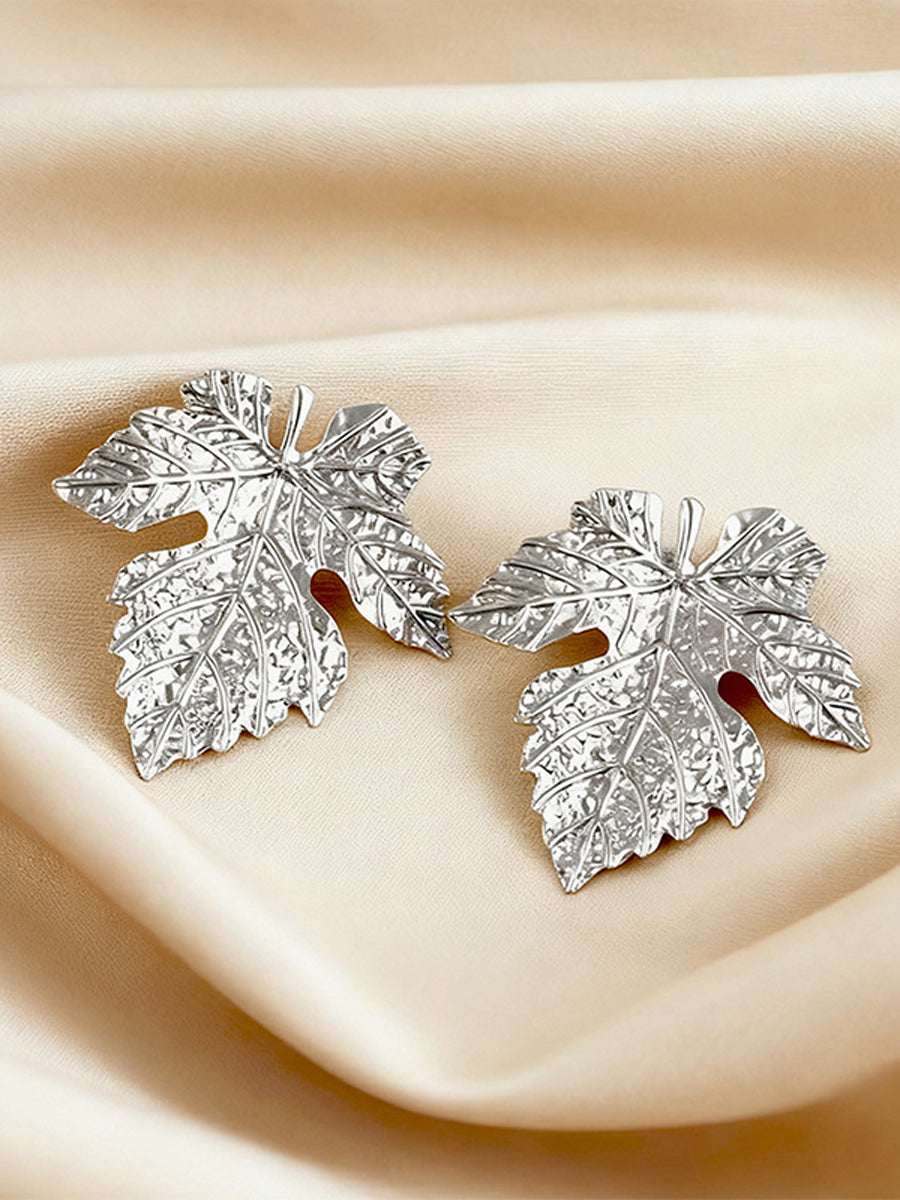 Solid Color Leaves Shape Earrings Accessories