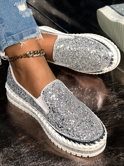 Sequined Round-Toe Shoes