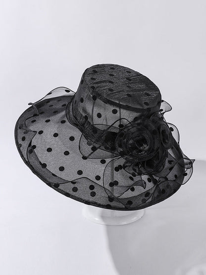 Flower Shape Gauze Polka Dot See-Through Split-Joint Sun Hat