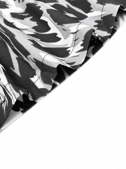 Pockets Leopard Gradient Elasticity Wide Leg Loose Wide Leg Pants Trousers