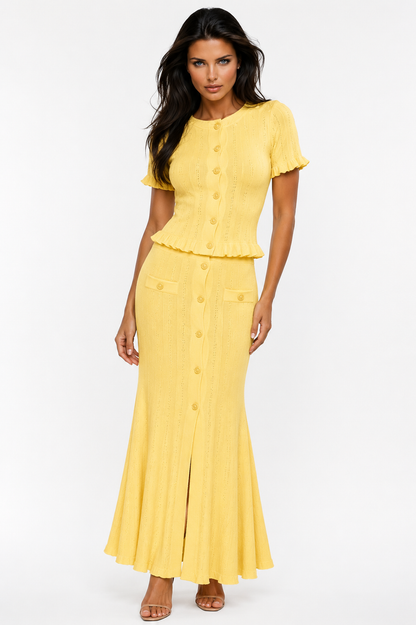 CELIA Knit Ruffle Top & Maxi Skirt