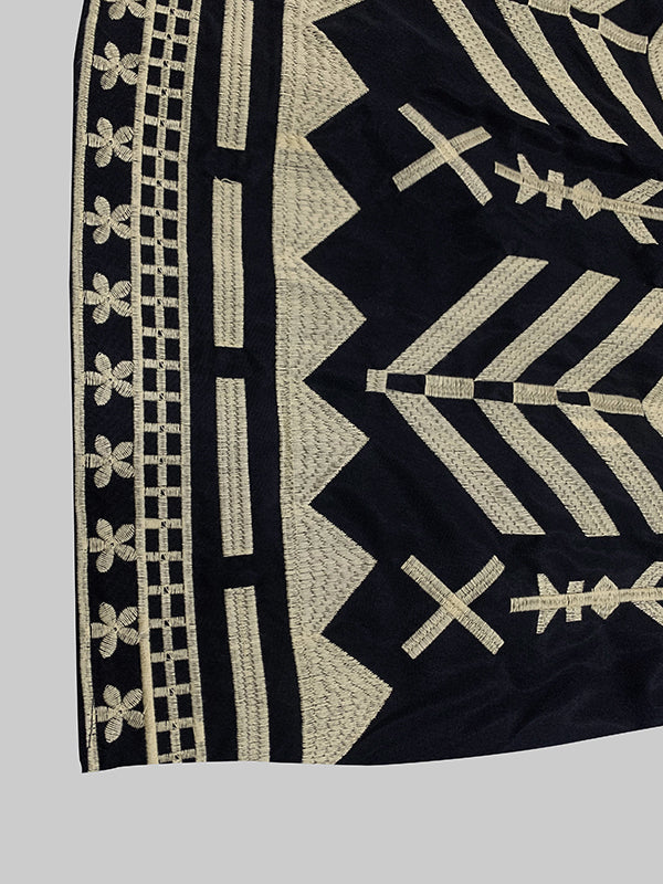 Flared Sleeves Loose Embroidered Split-Joint Deep V-Neck Mini Dresses