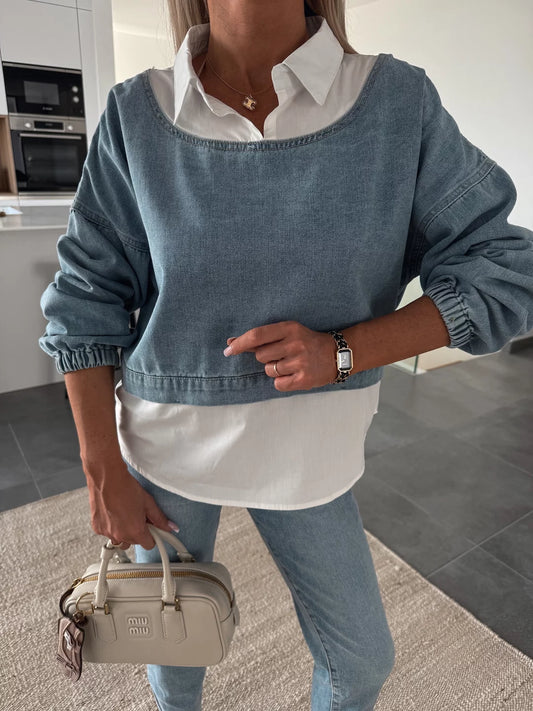 Blue denim sweatshirt