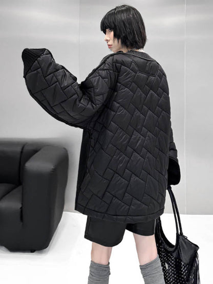 Long Sleeves Loose Buttoned Contrast Color Reversible Split-Joint Collarless Cardigan Tops Outerwear