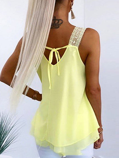 Loose Sleeveless Solid Color U-Neck Vest Top