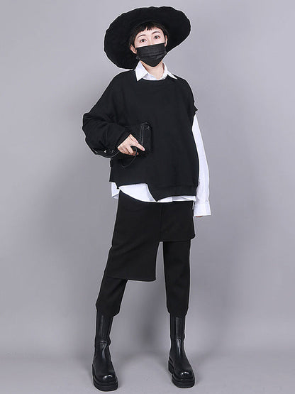 Solid Color Asymmetric High Waisted Pants Culotte
