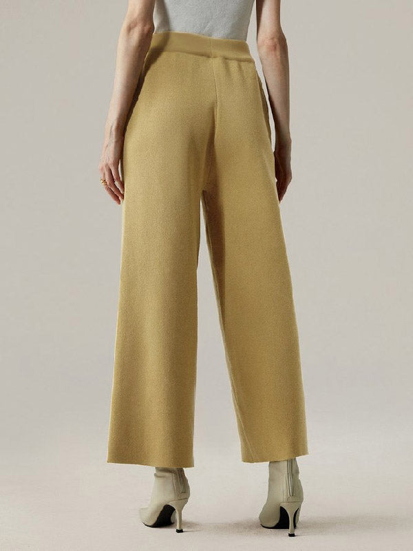 Ninth Pants Wide Leg Solid Color Pants Trousers