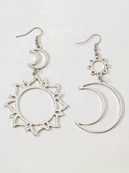 Hollow Solid Color Sun&Moon Tasseled Eardrop Accessories