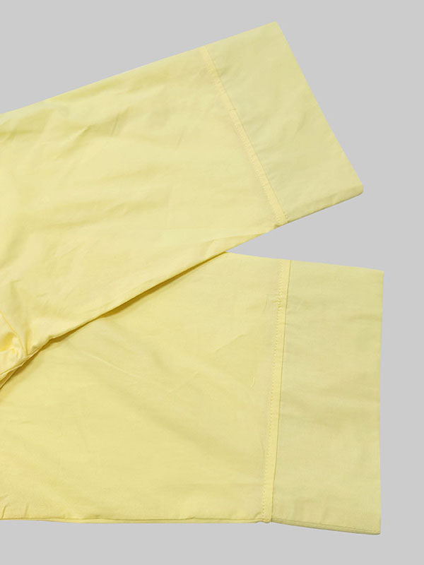 Robe chemise longue trapèze taille haute plissée couleur unie col en V 