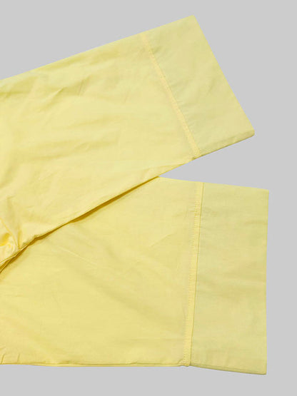 Robe chemise longue trapèze taille haute plissée couleur unie col en V 