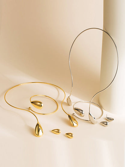 4 Pcs Geometric Bracelet Accessories + Drop Earrings + Necklaces Accessories