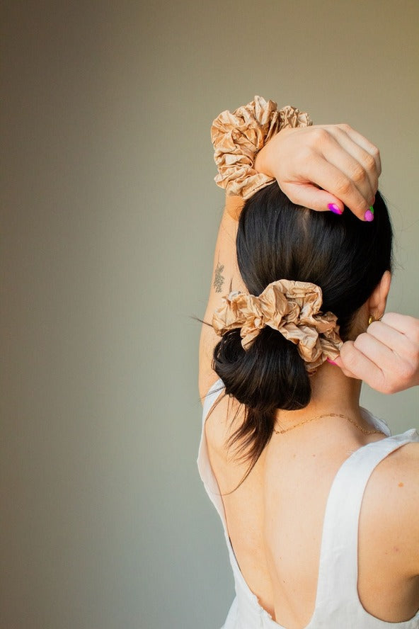 Silky Champagne Jumbo Scrunchie
