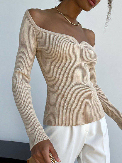 Urban Skinny Solid Color Square-Neck Sweater Tops