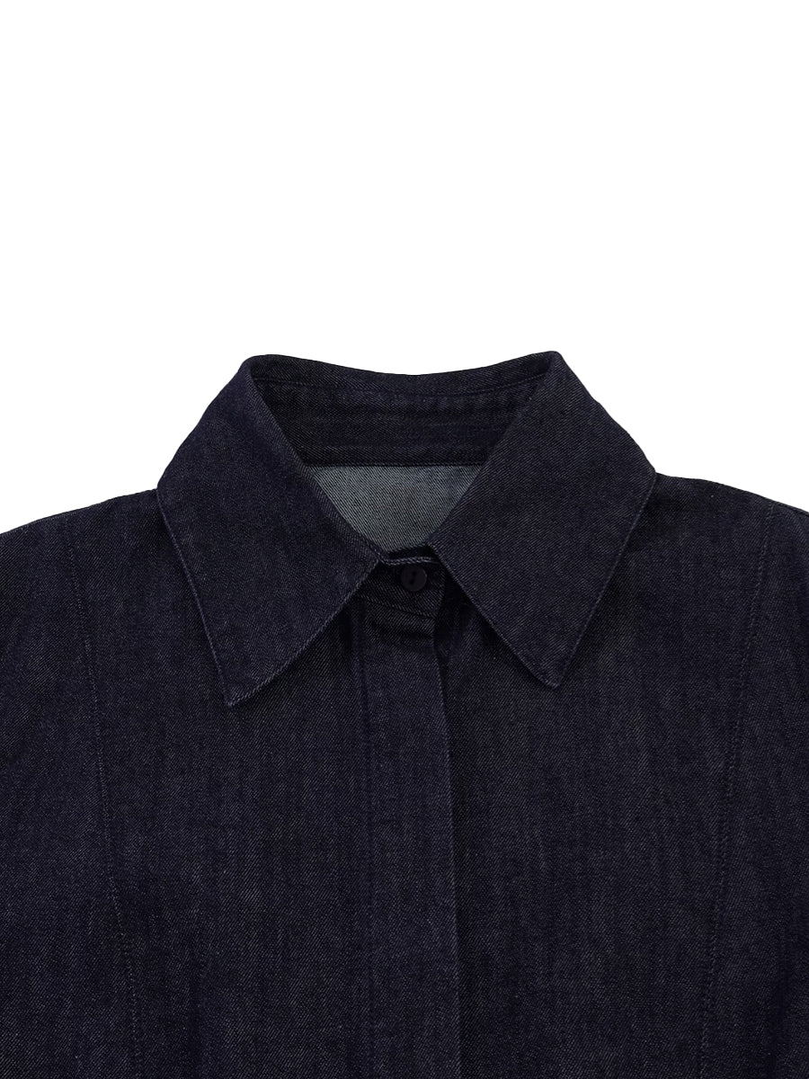 Solid Color Pleated Buttoned Long Sleeves Lapel Blouses&shirts Tops