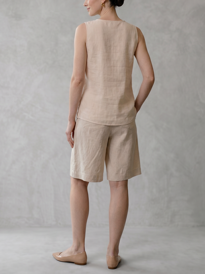 Sleeveless Hollow Solid Color V-Neck Blouses&Shirts Tops