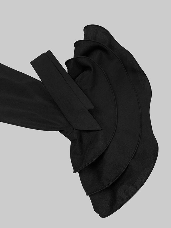 Ausgestellte Ärmel, plissiert, einfarbig, geteiltes Revers, Maxikleider, Hemdkleid 