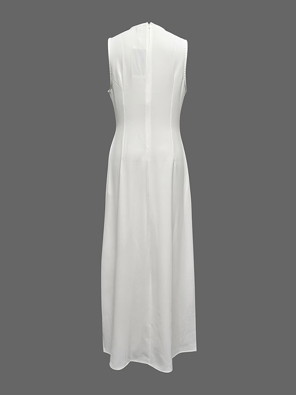 Sleeveless Solid Color Round-Neck Maxi Dresses