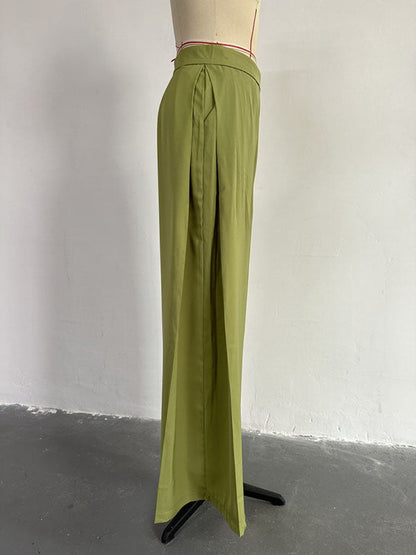 Long Sleeves Printed Heaps Collar Shirts Top + High Waisted Pants Bottom Two Pieces Set