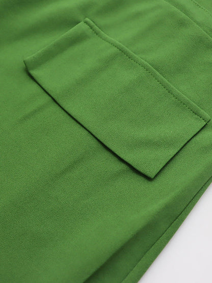 Robe longue ample à col en V et cordon de serrage, couleur unie 