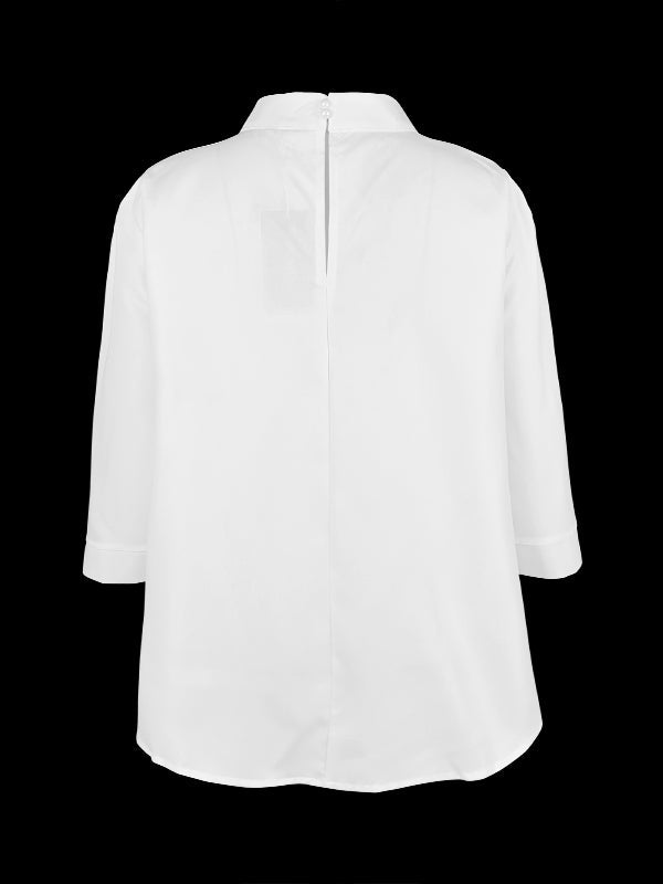 High-low Loose Flower Print Split-Joint Stand Collar T-Shirts Tops