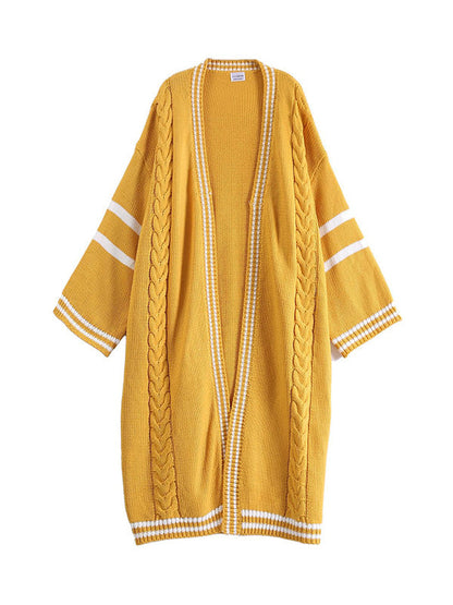 Urban Loose Contrast Color Striped Cardigan Coat