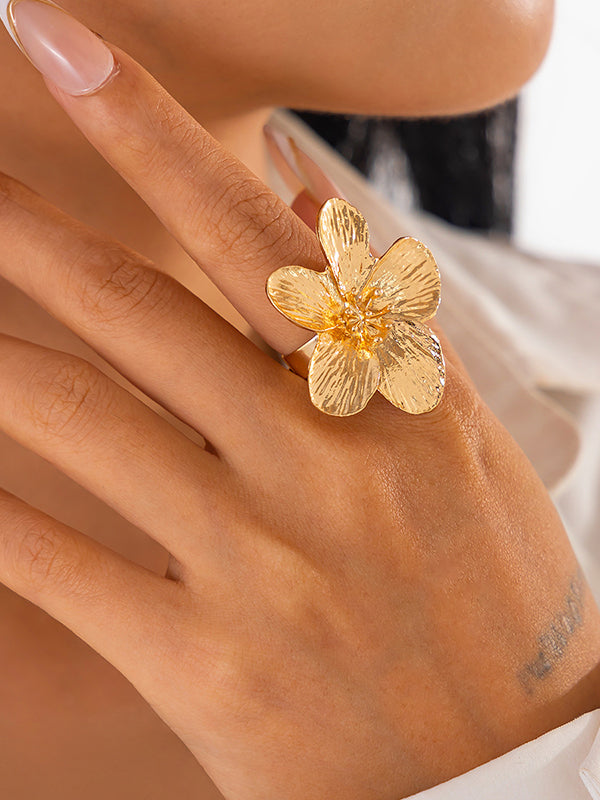 Flower Shape Geometric Rings Accessories GOLD One_size
